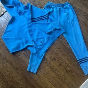 Adidas Mens Small Blue Sweatpants & Hoodie Set